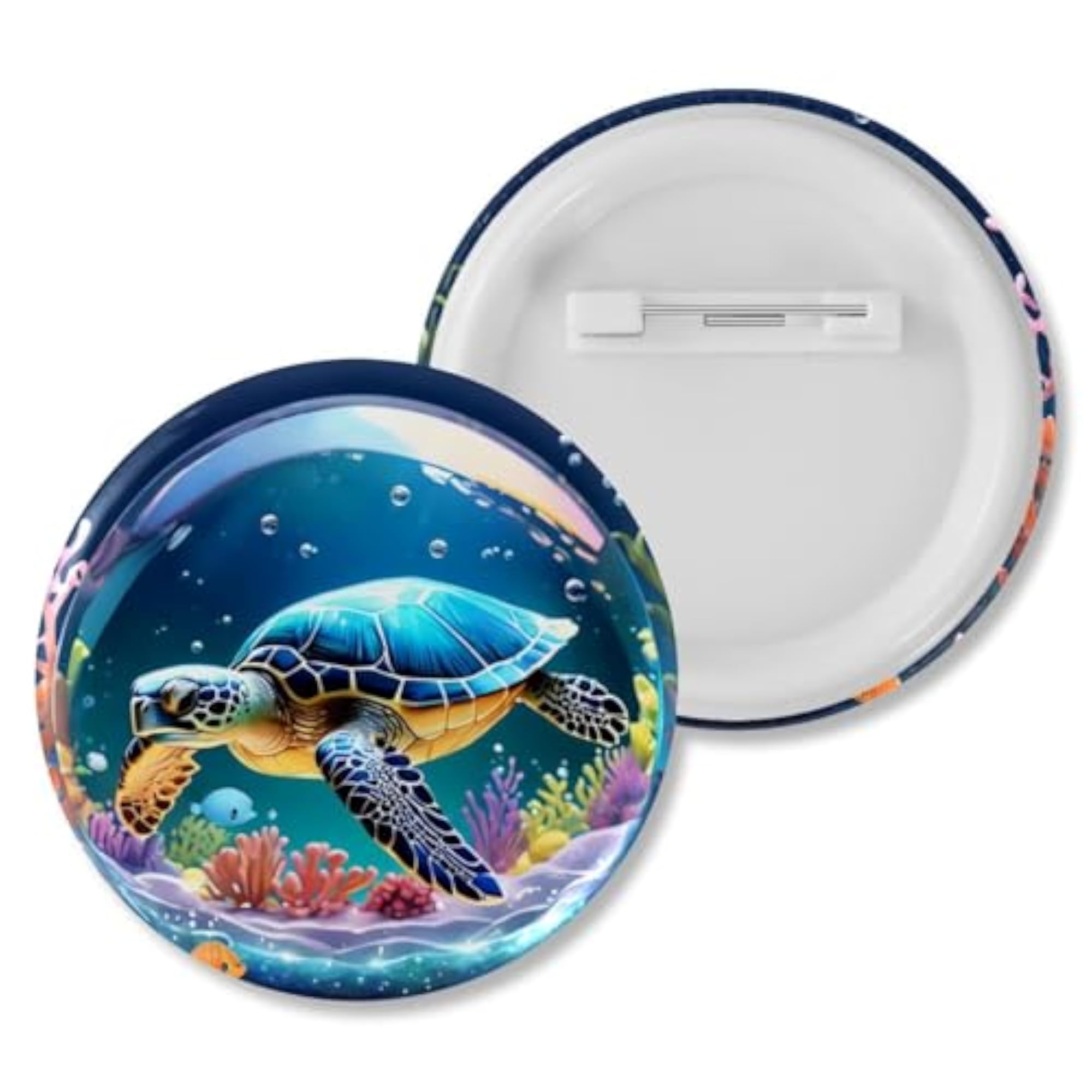 Kids' 6-Pack Turtle Crystal Ball Button Pins, Cute Brooches